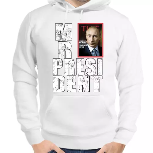 Толстовка унисекс белая с Путиным mr. Prezident 4