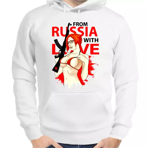 Толстовка унисекс белая from Russia with love 5