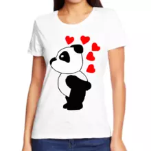 Футболка женская белая панда влюбленная  