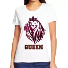 Футболка женская белая queen со львом  