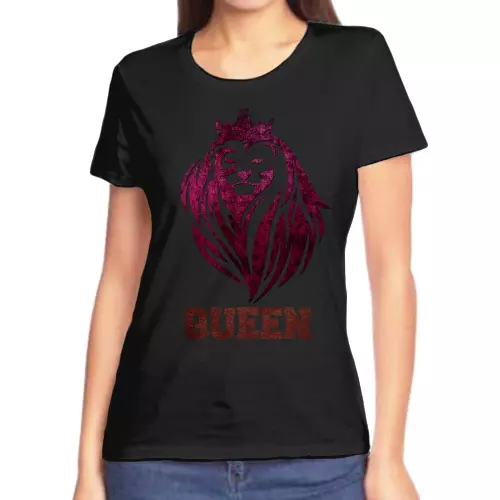 Футболка женская черная queen со львом  