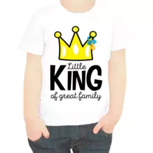 Семейные футболки с надписями для четверых little king af great family