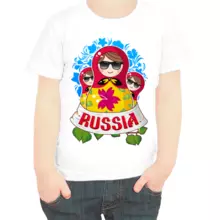 Футболка детская Россия с тремя матрешками